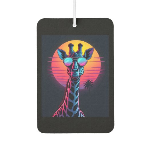 Cool Giraffe In Sunglasses Under Sunset Long Sleev Autolufterfrischer (Vorderseite)