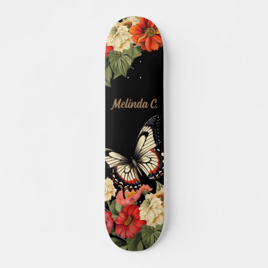 Cool Girl Floral Butterfly Skate Deck Skateboard (Vorne)