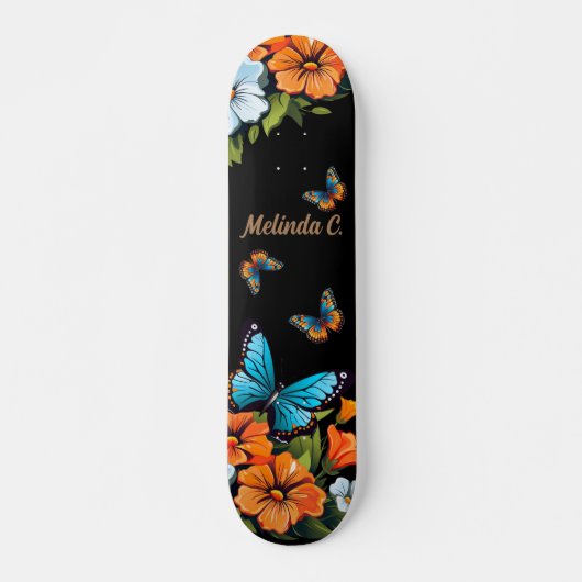 Cool Girl Floral Butterfly Skate Deck Skateboard (Vorne)
