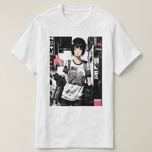 Cool Girl Japanese Aesthetic Vaporwave Style T-Shirt (Design vorne)