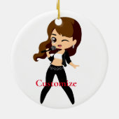 Cool Girl Sings Karaoke Thunder_Cove Keramik Ornament (Hinten)