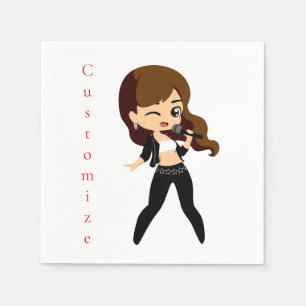 Cool Girl Sings Karaoke Thunder_Cove Serviette