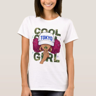 Cool Girl Tokyo Baseball Cap Camo Typografie T-Shirt
