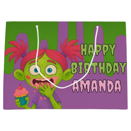 Cool Girl Zombie Reversible Gift Bag Große Geschenktüte (Vorderseite)