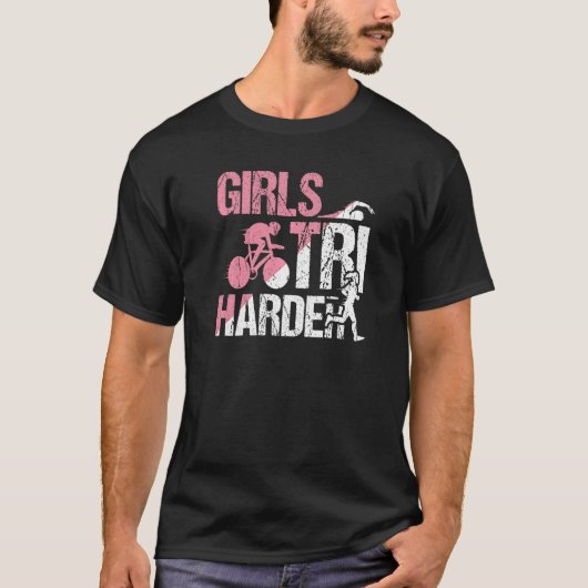 Cool Girls Tri Harder Triathlon Mama T-Shirt (Vorderseite)