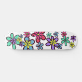 Cool Girly Retro Blume Power Skateboard (Horizontal)