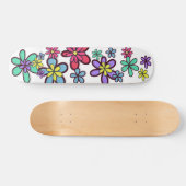 Cool Girly Retro Blume Power Skateboard (Horizontal)