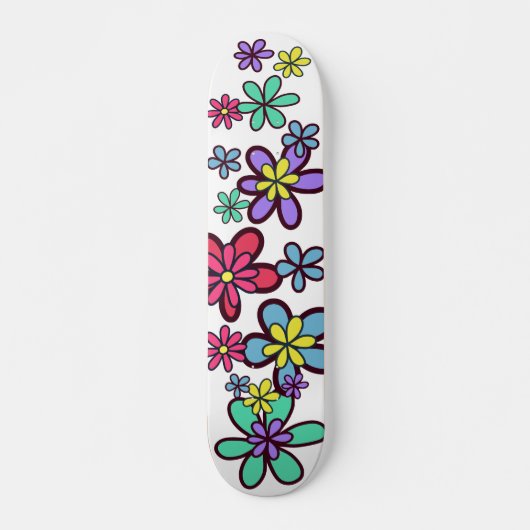 Cool Girly Retro Blume Power Skateboard (Vorne)