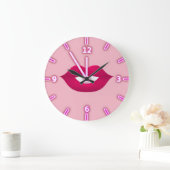 Cool Girly Trendy Lips - Personalisiert Große Wanduhr (Zuhause)