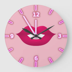 Cool Girly  Trendy Lips -Personalized Große Wanduhr