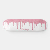 Cool Glam Pink Sparkle Drilling Glitzer Skateboard (Horizontal)