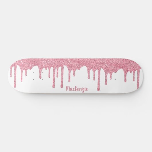 Cool Glam Pink Sparkle Drilling Glitzer Skateboard (Horizontal)