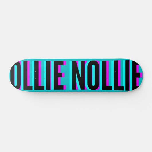 Cool Glitch Aqua Blue Ollie Nollie Skateboard Deck (Horizontal)