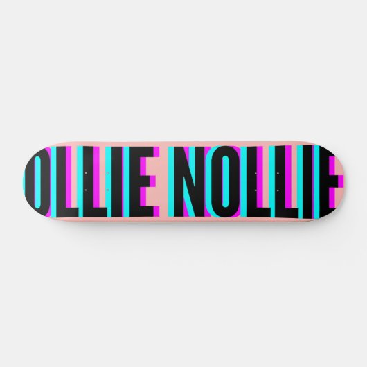 Cool Glitch Light Pink Ollie Nollie Skateboard (Horizontal)
