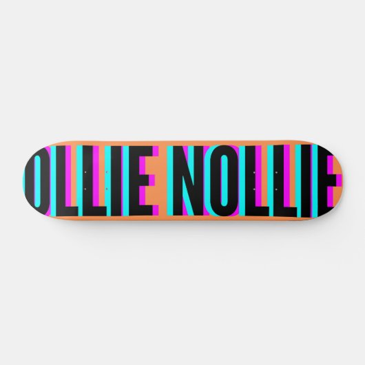 Cool Glitch Orange Ollie Nollie Skateboard Deck (Horizontal)