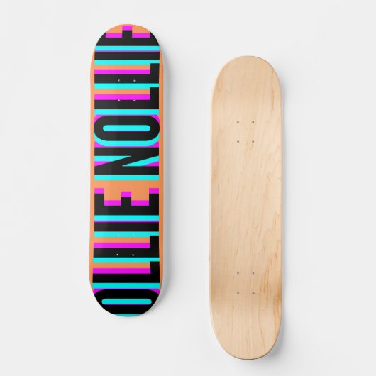Cool Glitch Orange Ollie Nollie Skateboard Deck (Vorderseite)