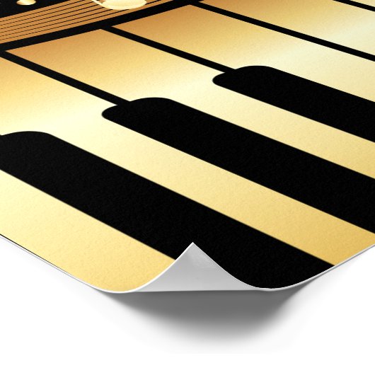 Cool Gold And Black Music Keys Poster (Ecke)