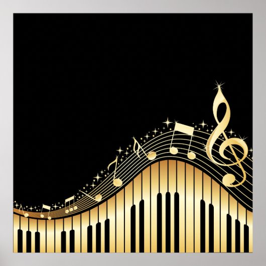 Cool Gold And Black Music Keys Poster (Vorne)