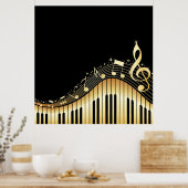 Cool Gold And Black Music Keys Poster (Küche)