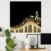 Cool Gold And Black Music Keys Poster (Heimbüro)