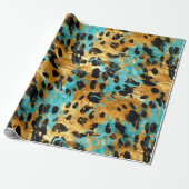 Cool Gold Aqua Leopard Geschenkpapier (Ungerollt)