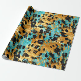 Cool Gold Aqua Leopard Geschenkpapier