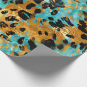 Cool Gold Aqua Leopard Geschenkpapier (Ecke)