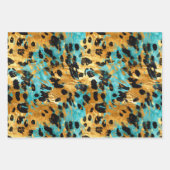 Cool Gold Aqua Leopard Geschenkpapier Set (Vorderseite)
