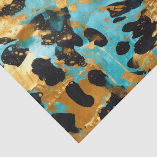 Cool Gold Aqua Leopard Seidenpapier (Detail)