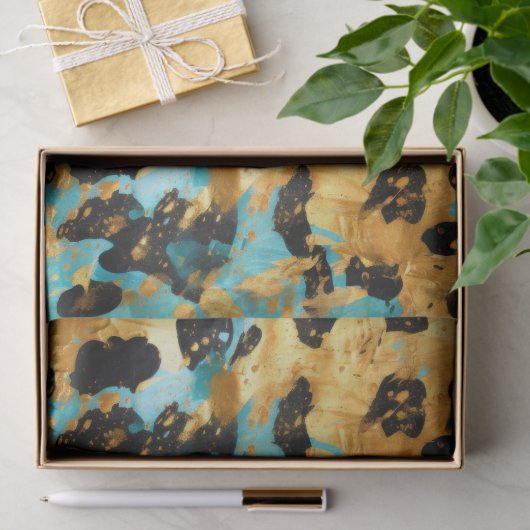 Cool Gold Aqua Leopard Seidenpapier (Geschenk)
