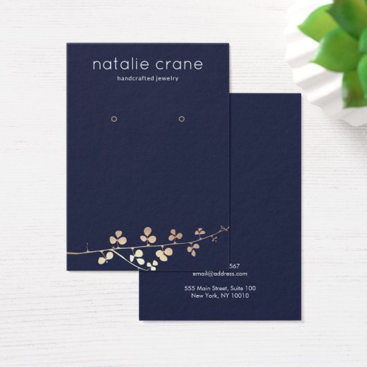 Cool Gold Branch Navy Blue Earring Display Holder (Schreibtisch)