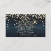 Cool Gold Diamonds Lotus Dark Blue Visitenkarte (Vorderseite)