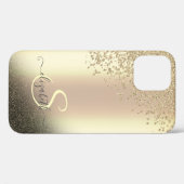 Cool Gold Glitzer Diamonds Monogram Case-Mate iPhone Hülle (Rückseite (Horizontal))