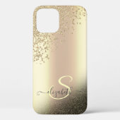 Cool Gold Glitzer Diamonds Monogram Case-Mate iPhone Hülle (Rückseite)