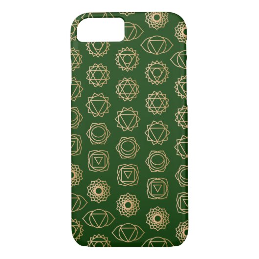 Cool Gold Green Chakra Muster Case-Mate iPhone Hülle (Rückseite)