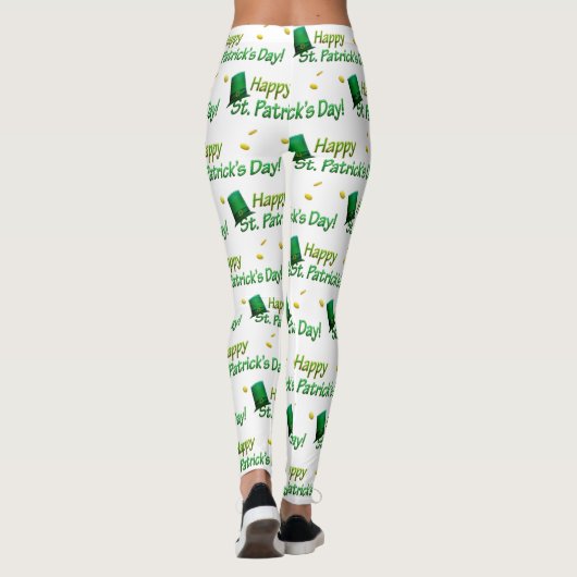 Cool Gold Green Hats Happy St Patrick Day Phrasen Leggings (Rückseite)