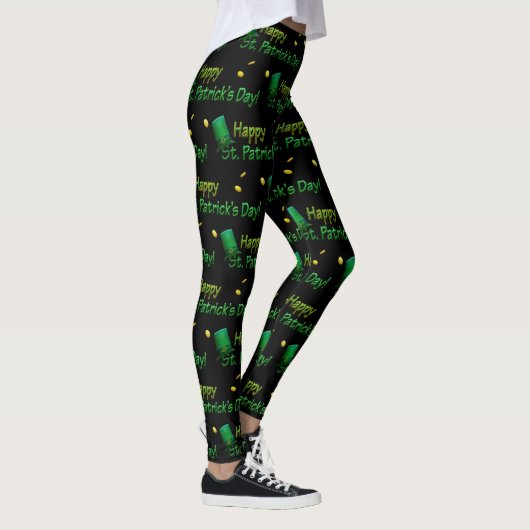 Cool Gold Green Hats Happy St Patrick Day Phrasen Leggings (Rechts)