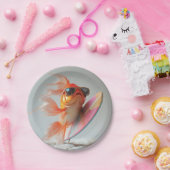 Cool Goldfish Surfen auf einer Welle Pappteller (Party)