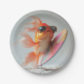 Cool Goldfish Surfen auf einer Welle Pappteller (Vorderseite)