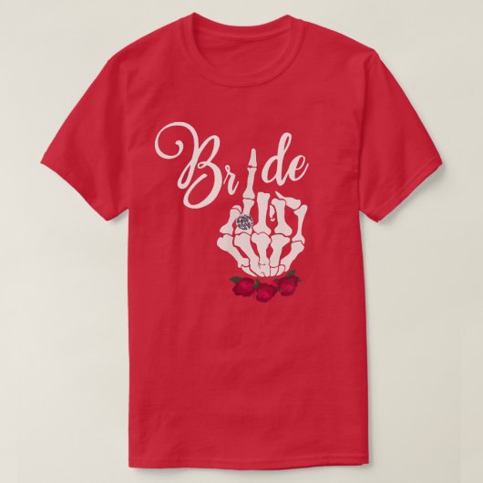 Cool Goth Bride Skull Skeleton Ring Finger Gothic T-Shirt (Design vorne)
