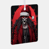 Cool Goth Punk Skull Anime Santa Demon Ornament Aus Metall (Vorderseite Rechts)