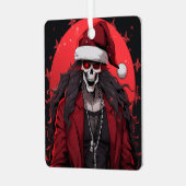 Cool Goth Punk Skull Anime Santa Demon Ornament Aus Metall (Vorderseite links)