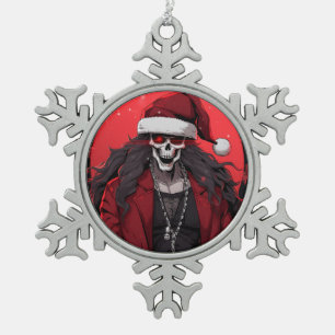 Cool Goth Punk Skull Anime Santa Demon Schneeflocken Zinn-Ornament