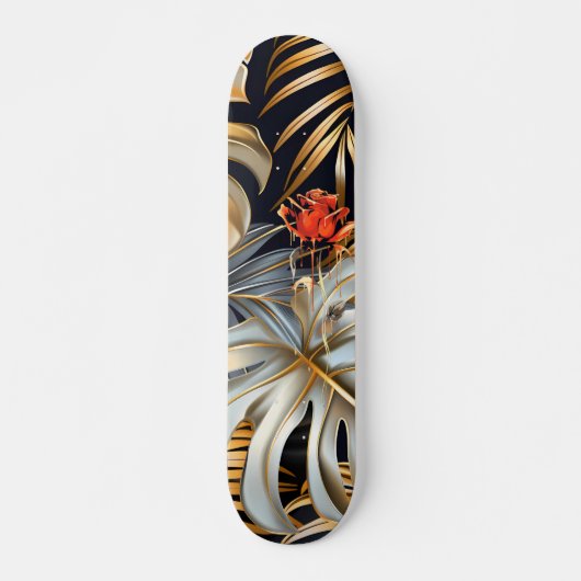 Cool Gothic Red Rose Jungle Foliage Skateboard  (Vorne)