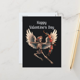 Cool Gothic skeleton cupid Valentine Feiertagspostkarte
