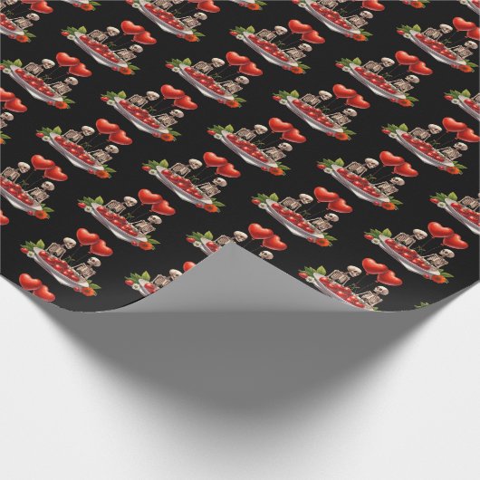 Cool Gothic tiled pattern Valentine skeleton  Geschenkpapier (Ecke)