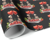 Cool Gothic tiled pattern Valentine skeleton  Geschenkpapier (Rolleneckpunkt)
