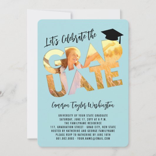Cool Graduate Cutout Foto Moderne Graduierungspart Einladung (Vorderseite)
