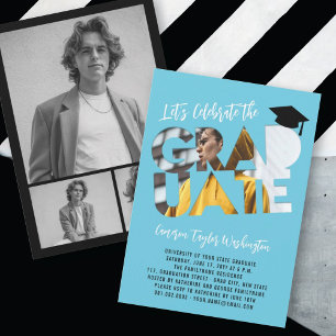 Cool Graduate Cutout Foto Moderne Graduierungspart Einladung
