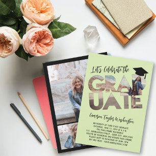 Cool Graduate Cutout Foto Moderne Graduierungspart Einladung